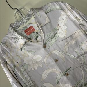 Tommy Bahama Short Sleeve Floral Hawaiian 100% Silk Button Shirt Size Large sz L